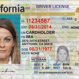 California Driver License Template PSD