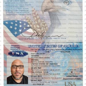 Editable USA Passport Template PSD New Download