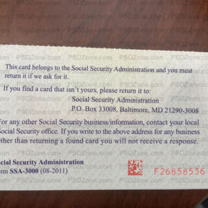 SSN Card Template PSD Back 08