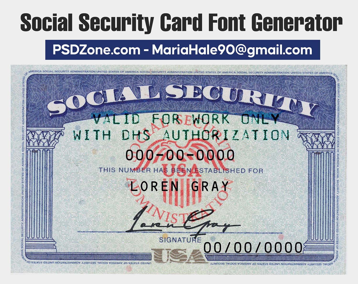 Social Security Card Font Generator