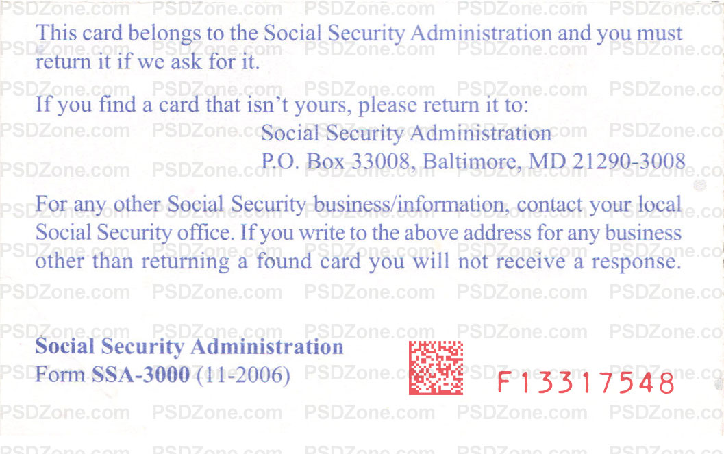 Social Security Card Template PSD Back 2 Social Security Card Template PSD Back 2