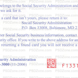 Social Security Card Template PSD Back 3