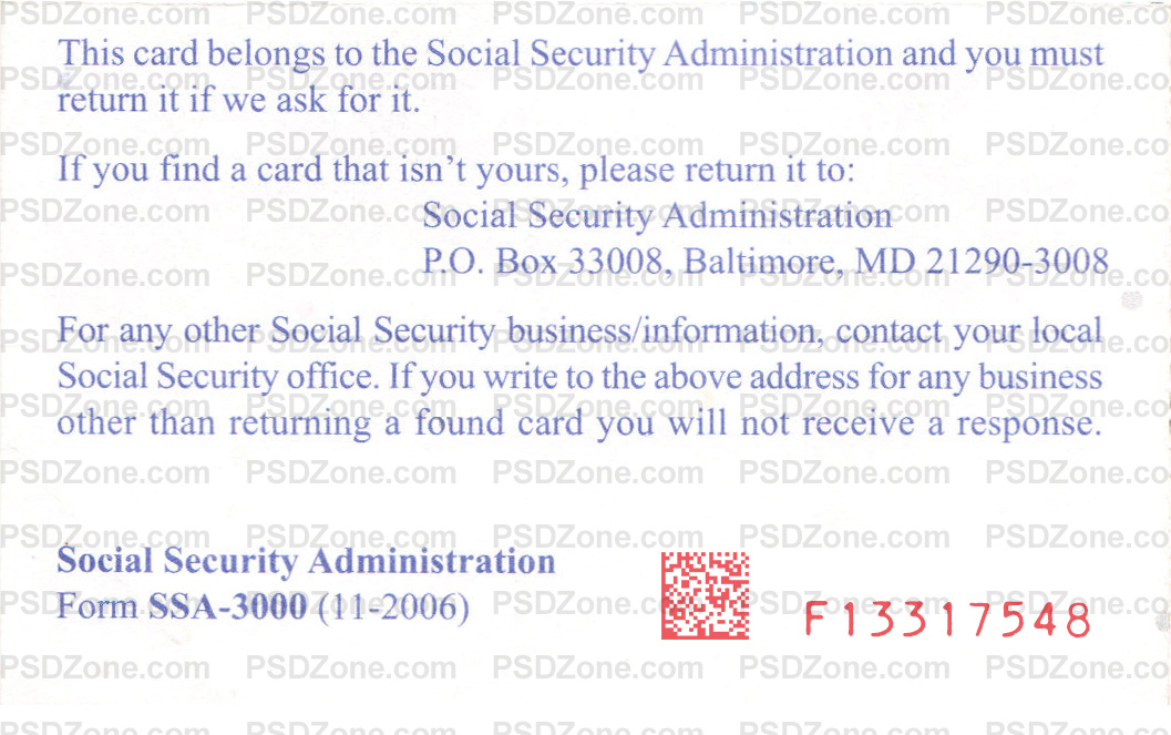 Social Security Card Template PSD Back 3 Social Security Card Template PSD Back 3