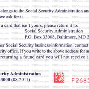 Social Security Card Template psd back 05